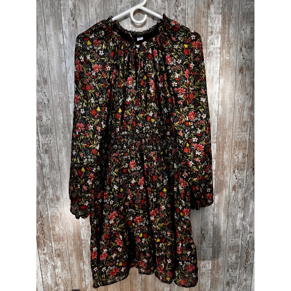 Old Navy UK Women's Floral Print Smocked Waist Long Sleeve Dress - Size XL